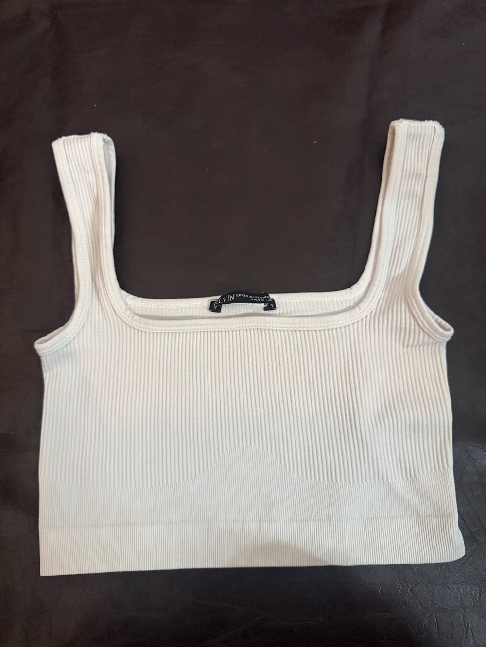 Square-Neck Ribbed Crop Top in Cream 2.L4